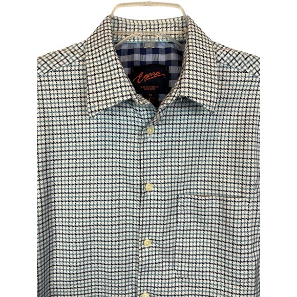 Egara Sport Non-Iron Button LS Shirt  Men's Size M  Slim Fit Stretch  Blue Plaid - Picture 1 of 8